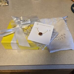 Kendra Scott Rose Gold Necklace with Brown Center Stone